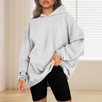 Plus Size Basic Solid Color Hoodie, Casual Simple Long Sleeve Hooded Sweatshirt, Women's Plus Size Clothing