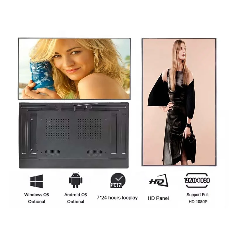 Customize 27 32 Inch Wall Mounted Digital Menu Display Screen for Restaurants Split Screen Support Video Advertising LCD Display