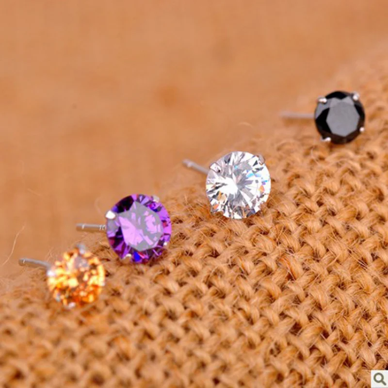 925Sterling silver earrings Four-prong fashion new model European and American rhinestone earrings wholesale