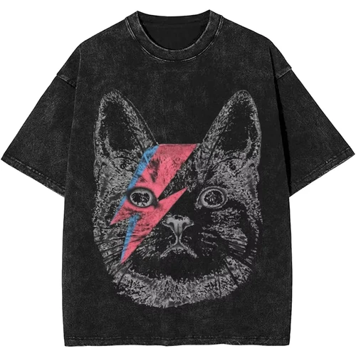 Camiseta lavada Vintage de los años 70 para hombre, camisetas de algodón Vintage con lazo de Davids, camisetas de ocio con cuello redondo, ropa de gran tamaño