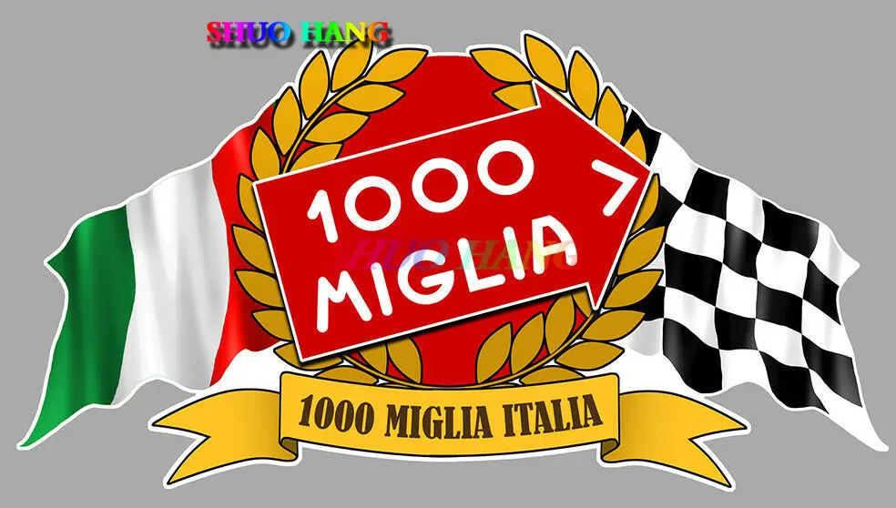 1000 MILLE MIGLIA Italian Flag Check Racing, Tulip Rally Holland Racing Vintage Vinyl Car Sticker Auto Parts Car Window PVC