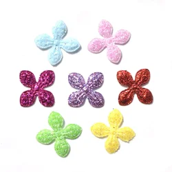 100Pcs 16mm Mixed Glitter Spring Cross Flower Sewing on Felt Fabric Patch Cloth Appliques/Craft Wedding Decor
