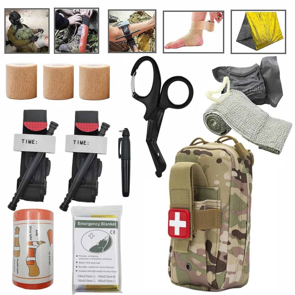 

Tactical Survival First Aid Kit Molle Outdoor Gear Emergency Kits Trauma Bag Camping Hunting Disaster Adventures Survival Kit