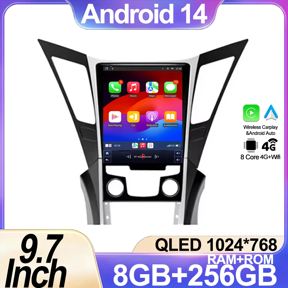 

Car Radio For Hyundai Sonata YF 8 2010-2018 Vertical Tesla Navigation GPS Android Auto Carplay Stereo Bluetooth No 2din 4G WiFi