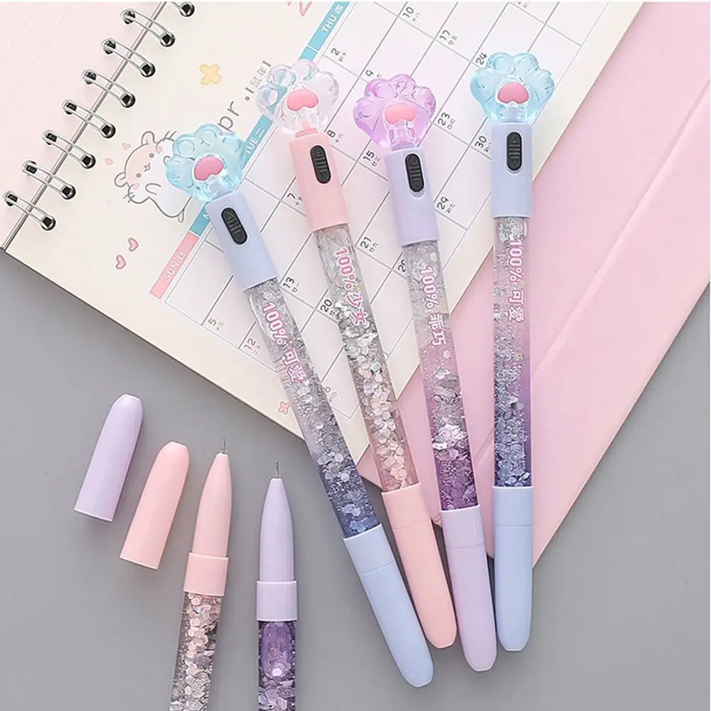 

LED Crystal 0.5mm Refill Black Ink Office Supplies Cat Claw Glitter Lights Pen Signing Pen Quicksand Pen Luminous Gel Pen