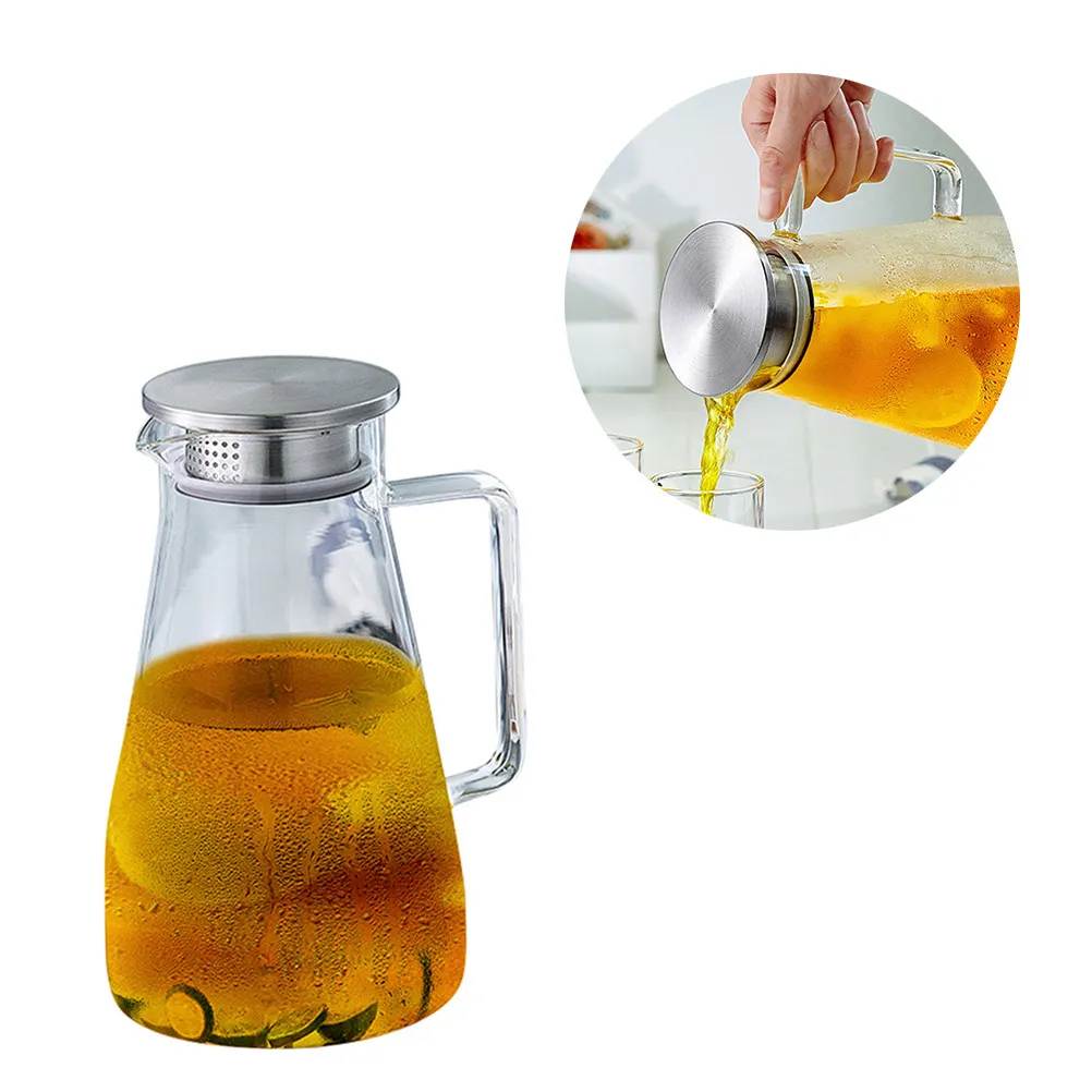 

Стеклянный чайник, термостойкий, прозрачный, с цветочным узором, ручной работы, большой емкости, идеально подходит для горячих и холодных напитков, воды