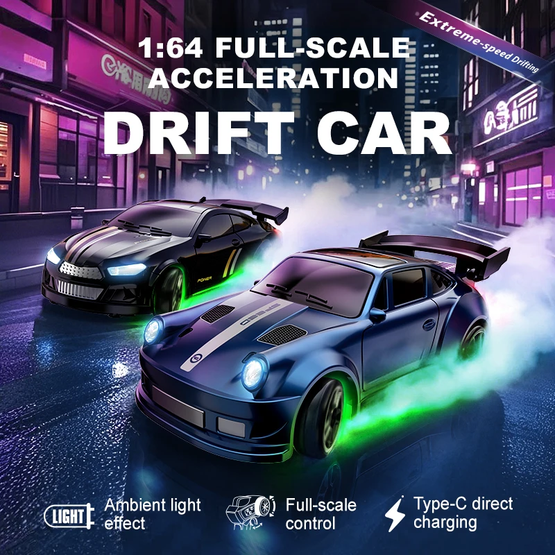 1/64 Scale Drift RC Car - 2.4GHz Desktop Mini Racing Model with ESP, 4WD Remote Control Vehicle, Toy for Adults & Kids, Ideal Gi