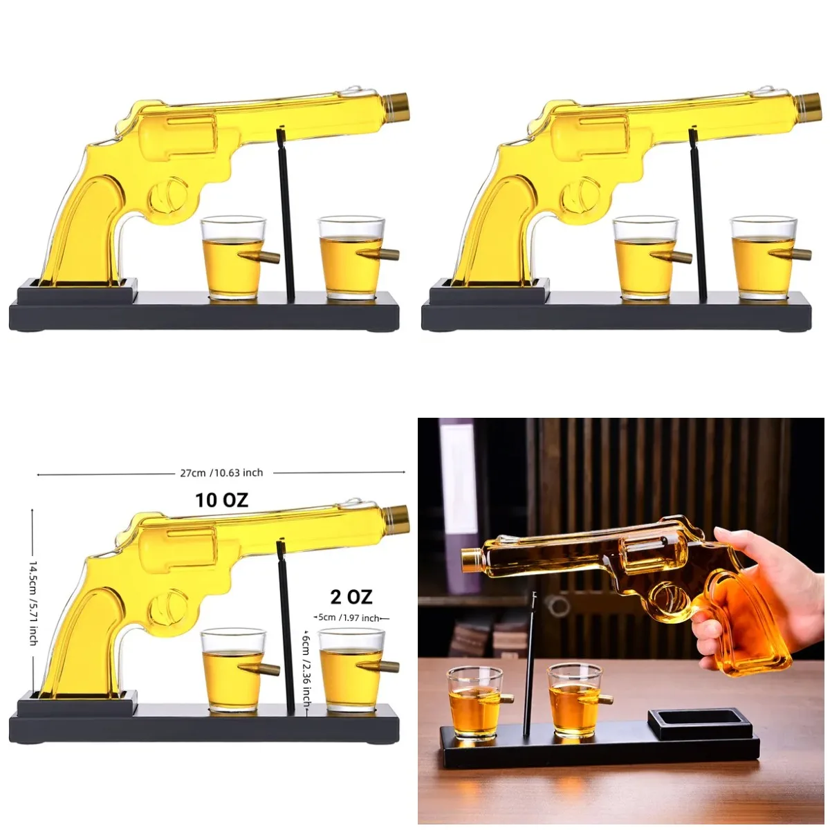 Juego de decantador de pistola de whisky con vasos, regalo único para papá, marido, hijo, dispensador de licor personalizado para hombres