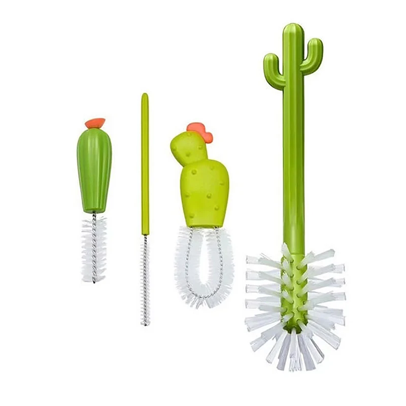 4pcs/set Cut Cactus Baby Bottle Washing Brush Set Kitchen Water Bottle Cleaner Glass Cup Washing Cleaning Tool Brush Kits