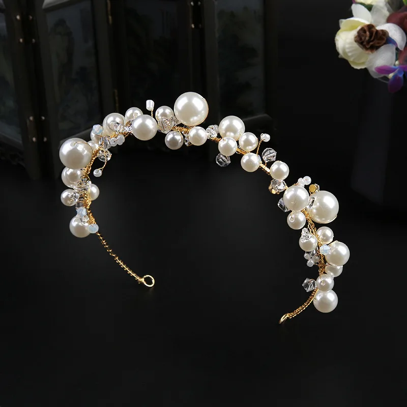 

Fashion Bridal Wedding Hair Hoop Accessories for Women Girl Pearl Jewelry Headpiece Headdress Party Celebration Hair Band Tiara