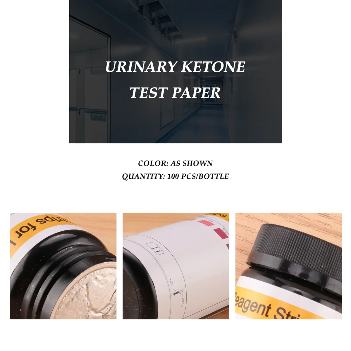 شرائط تحليل فقدان وزن الكيتوزية المنزلية ، شرائط البول الكيتوني ، من كل زجاجة