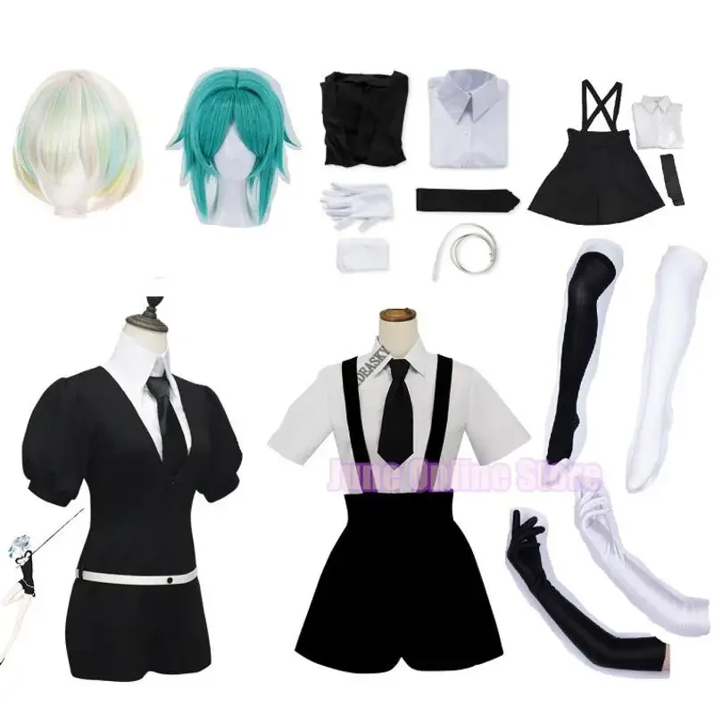 Anime Land Of The Lustrous Diamond Houseki No Bort Kuni Jade Yellow Cosplay Costume Playsuit Outfits Uniforms Suits Wig xs-xxxl