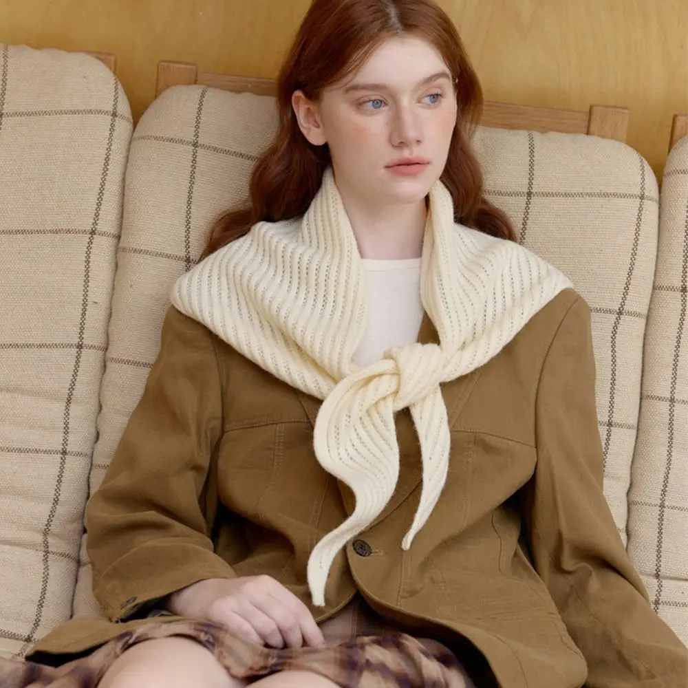 

Новый зимний шерстяной вязаный шарф, многофункциональный теплый треугольный шарф, мягкая женская шаль в британском корейском стиле