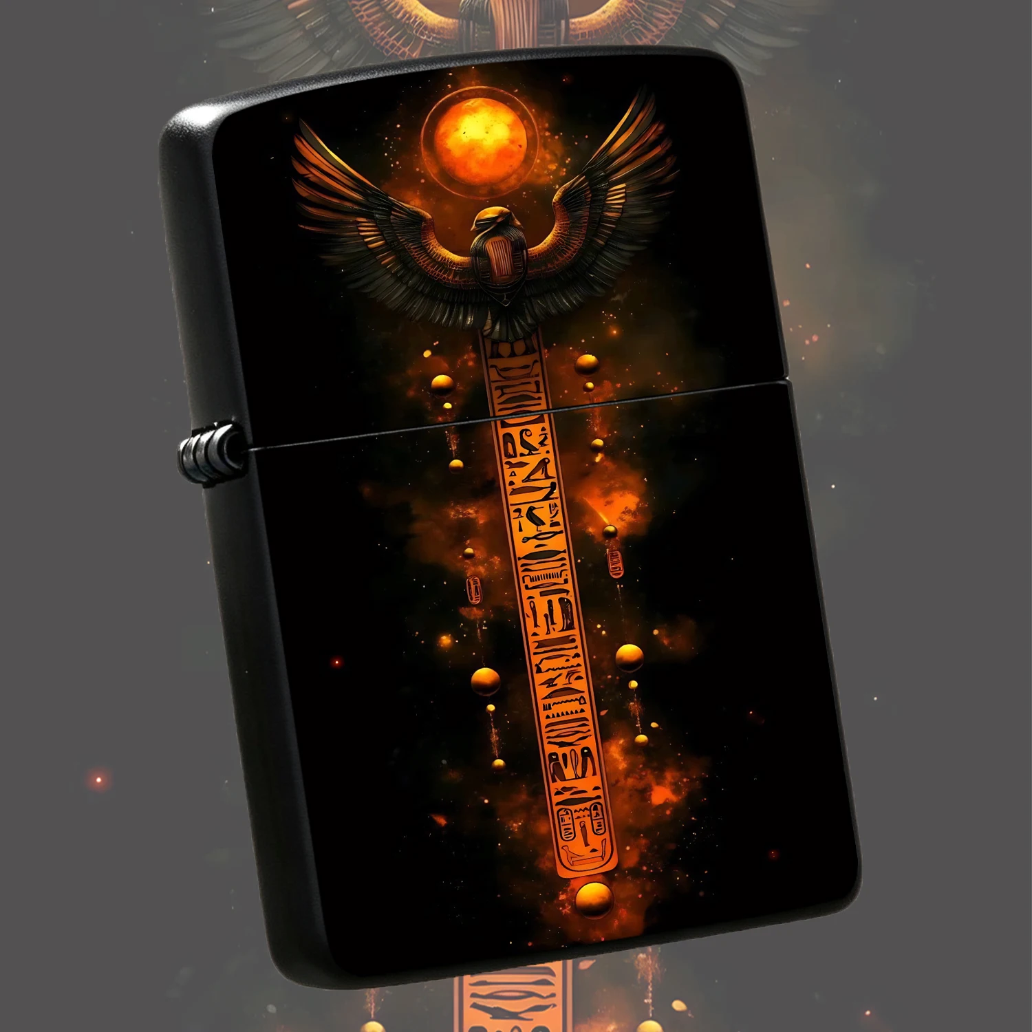 Ancient Egyptian Themed Lighter, Horus Sun God Sacred Wing Hieroglyph Totem Art Decor, Stylish Portable Accessory For Daily Use Outdoor Travel Gifting, Multi-Scene Practical Exquisite Collectible Ornament Interesting And Humorous Lighters