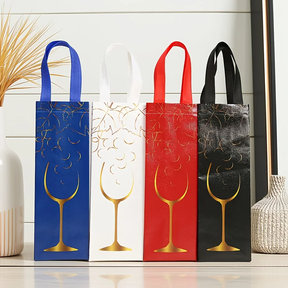 12pcs Set of Stylish Non-Woven Wine Bag Gift Packaging Party Favor Bags Material Durable and Sturdy Cup Design Bag Wholesale