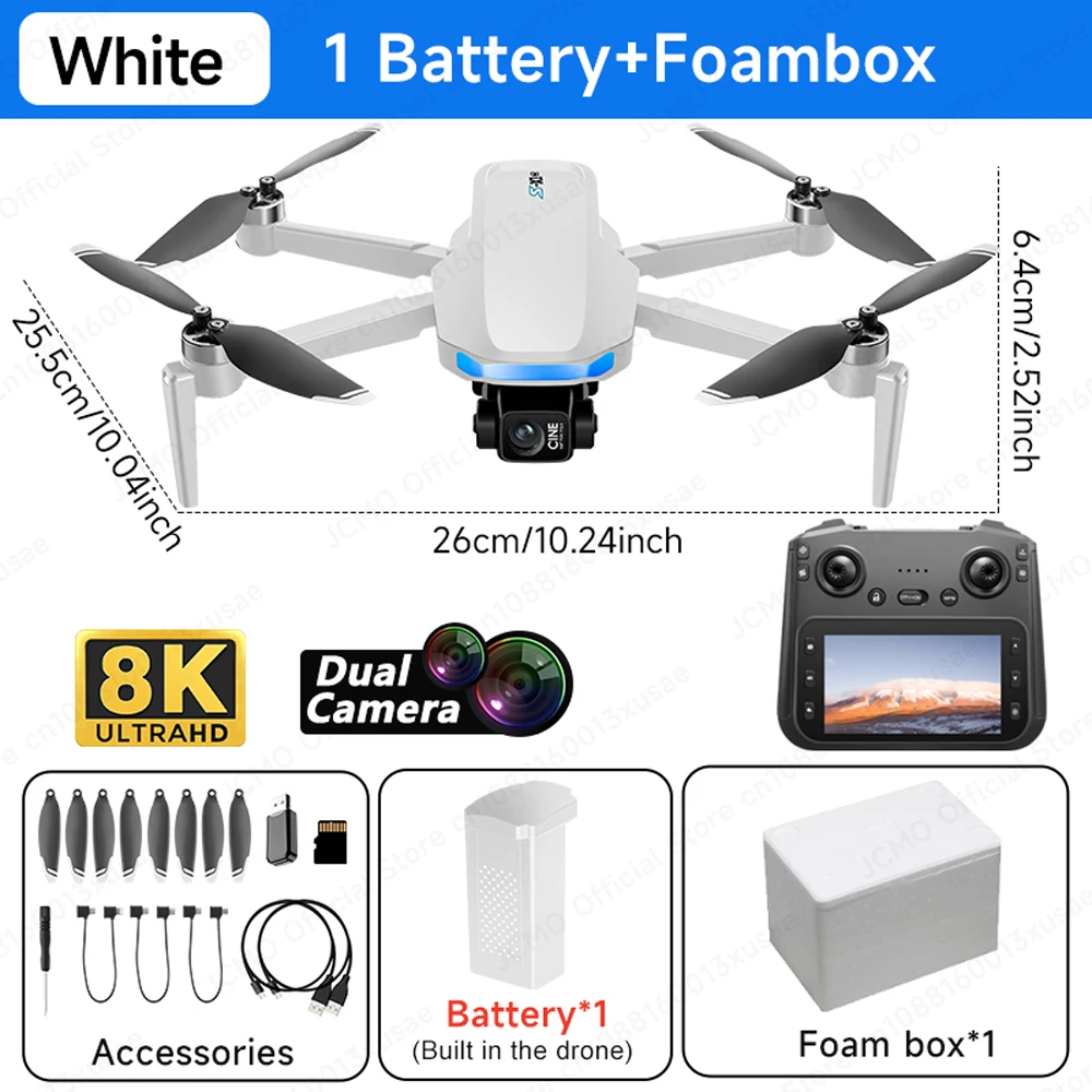 JCMO S-X1 3-assige Gimbal Camera Drone 8K 50fps Professionele Dual Camera GPS Borstelloze Motor Opvouwbare 5G Wifi Afstandsbediening Quadcopter