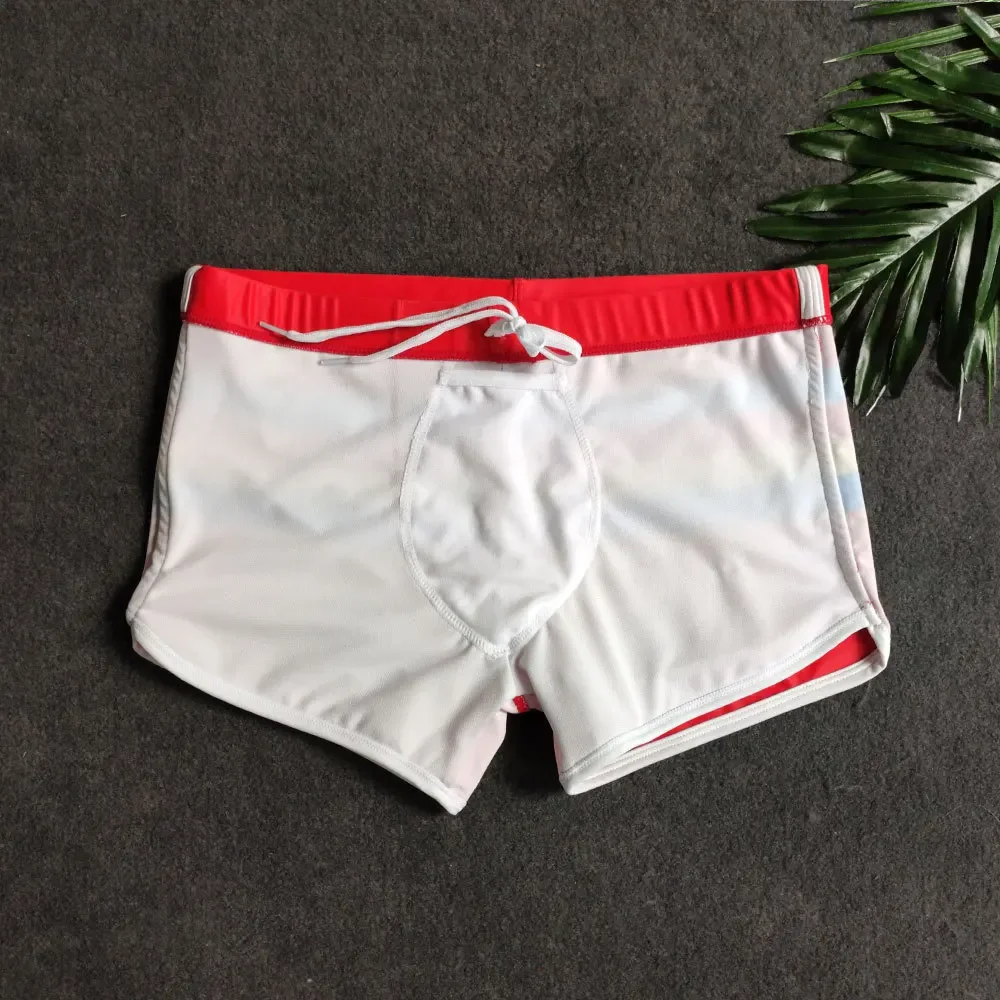 Mens Swimsuit Swim Trunks Strip Swimwear Surf Beach Shorts Quick Dry Brief Boxer Bathing Suits Beachwear Boardshort Underwear