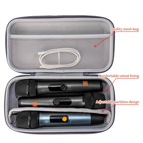 Imagen 2 del producto Bolsa de almacenamiento de micrófono EVA dura, tamaño para JBL PartyBox, caja protectora de micrófono Dual inalámbrico, Estuche de transporte de viaje portátil