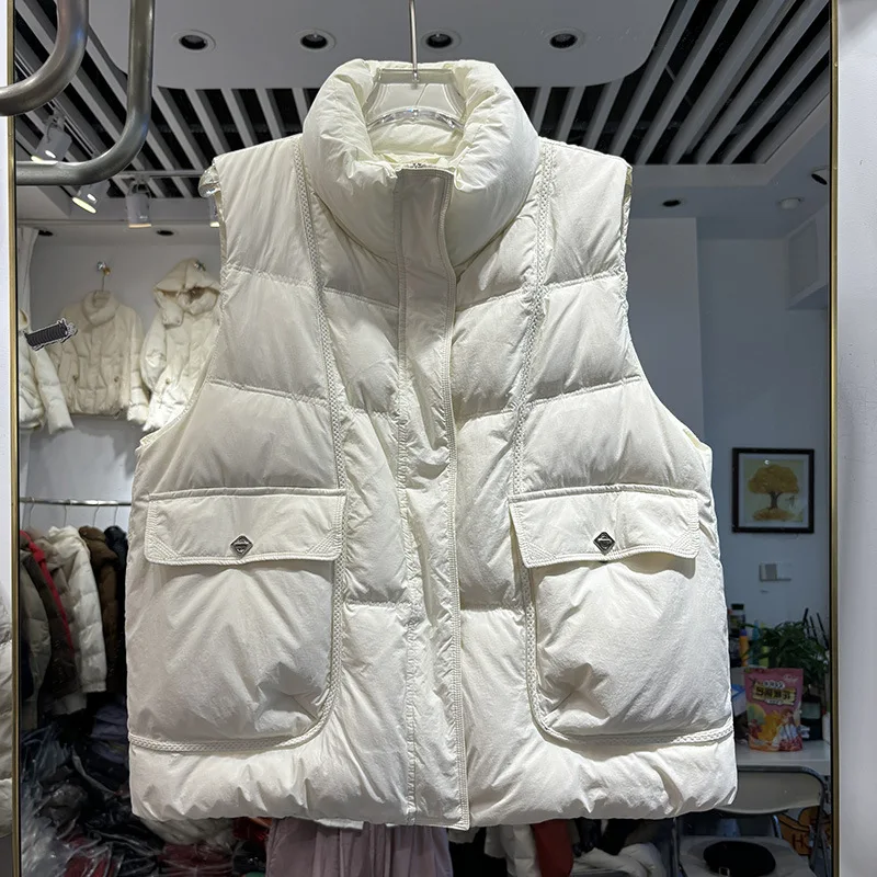

Autumn and Winter New Women's Down Vest Commuter Windproof Loose White Duck Down Short Vest