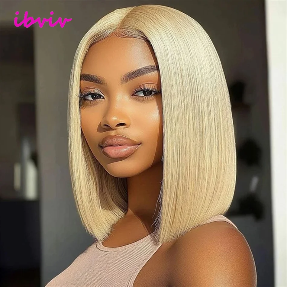 ブロンドストレートボブウィッグ 210密度 HD透明レース 生え際処理済み人毛ウィッグ 13x4 13x6 レースフロントウィッグ 黒人女性向け