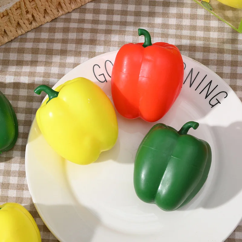 새로운 색상의 고추볼 핀치 스퀴즈 장난감 시뮬레이션 채소 고추 핀치 슬로우 리바운드 디컴프레션 장난감 스트레스 해소 장난감
