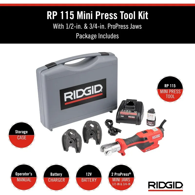 RIDGID 72553 Model RP 115 Mini Press Tool and Battery Kit with 1/2