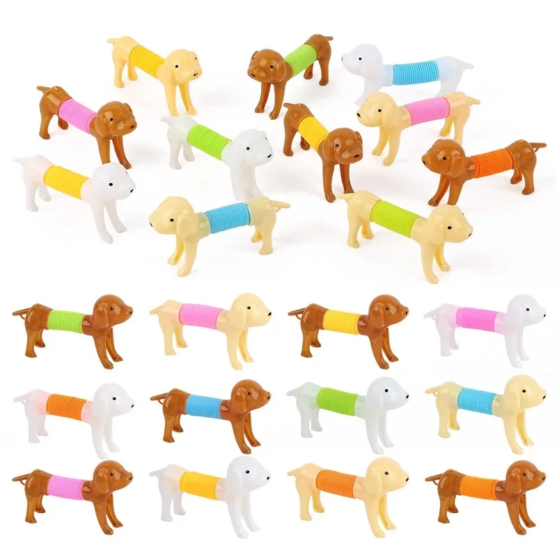 Durable Colorful Stretchable Dog Toy 6/12PCS Telescopic Spring Animals Sensory Stress Relief Squeeze Interactive Pet Puzzle Toys