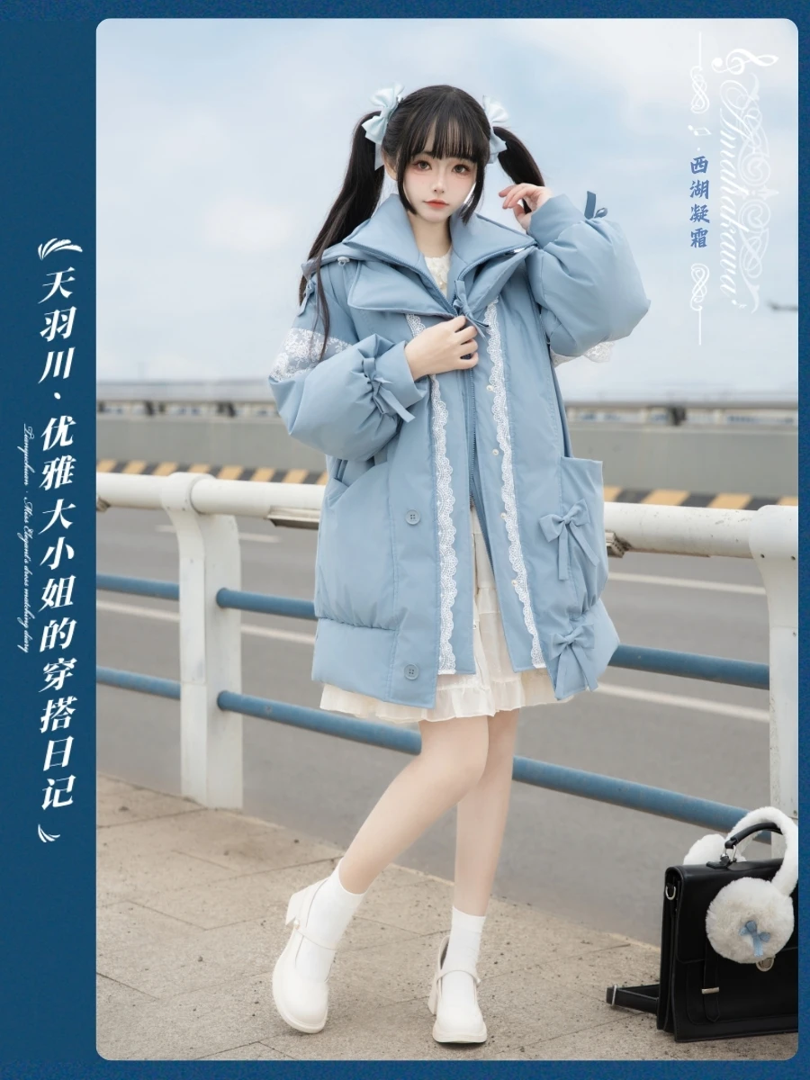 

Original Sweet Lolita Girl Hooded Cotton Jacket Warm Loose Women's Winter Coat Top Versatile New Coat