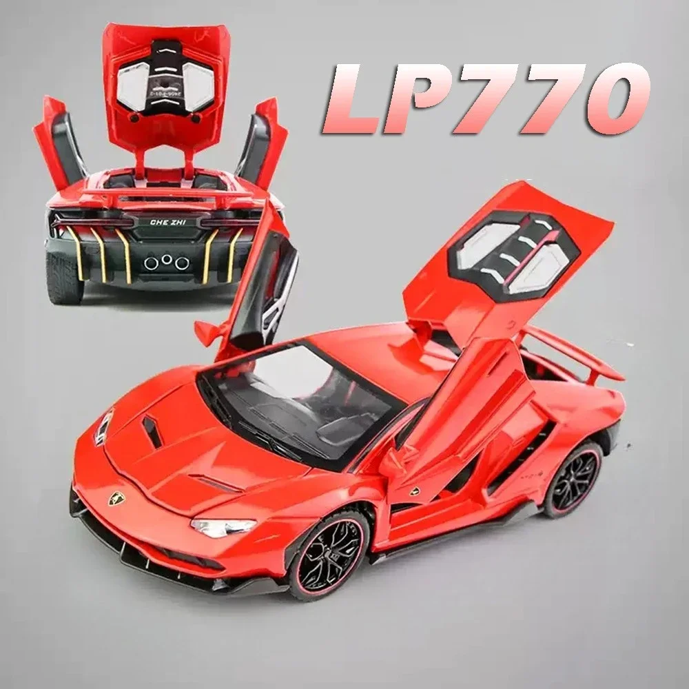 1:24 LP770 SVJ63 modèle de supercars en métal moulé sous pression Collection voiture de sport son lumière porte ouverte retirer Table de bureau ornement