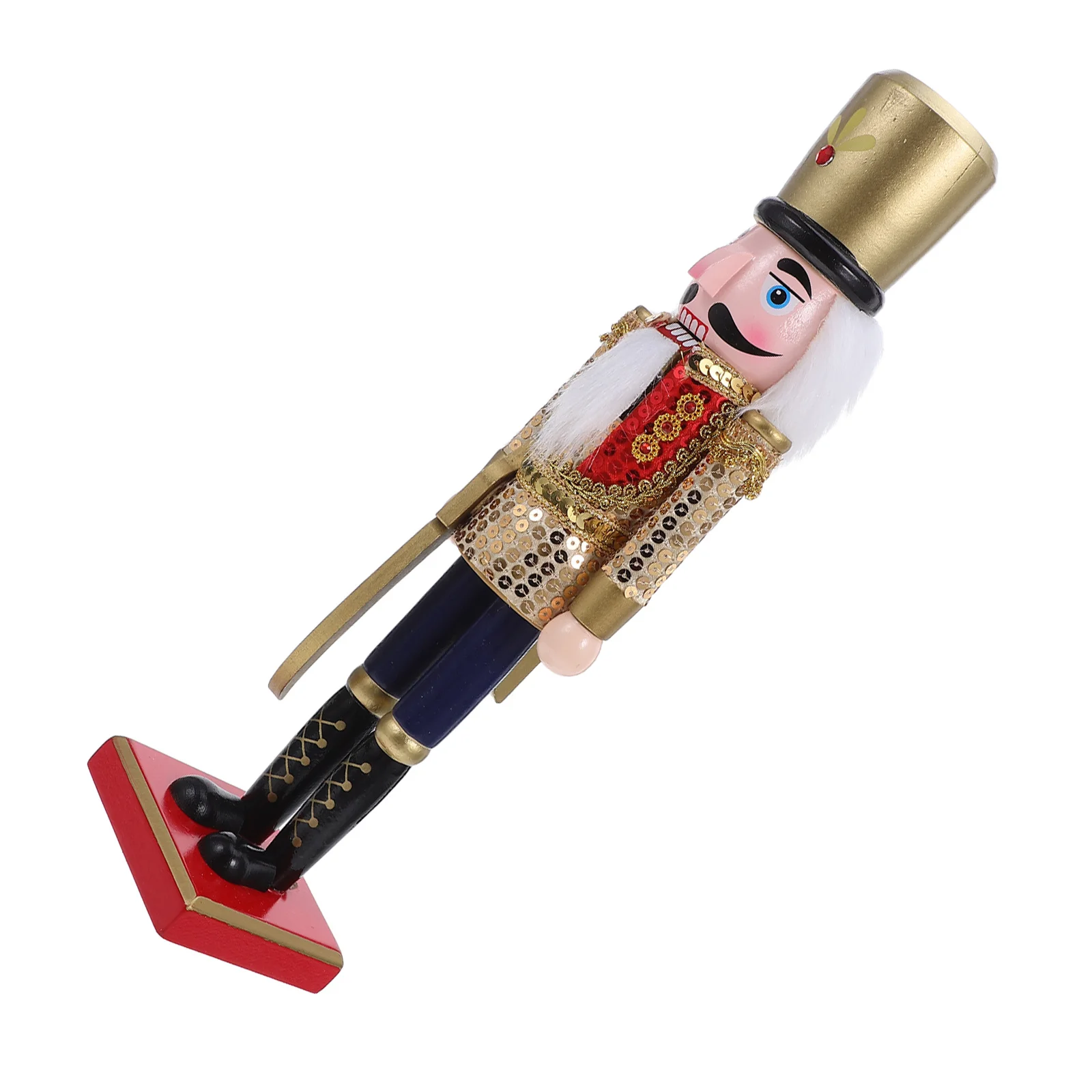 

Wooden Nutcracker Decoration Christmas Glitter Nutcracker Figure 38Cm Sequins Soldier Puppet Xmas Table Fireplace Shelf