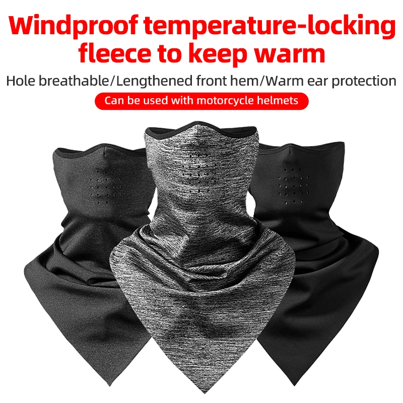 ROCKBROS Winter Cycling Face Mask Windproof Thermal Fleece Keep Warm Bike Riding Neck Scarf Breathable MTB Road Bicycle Mask