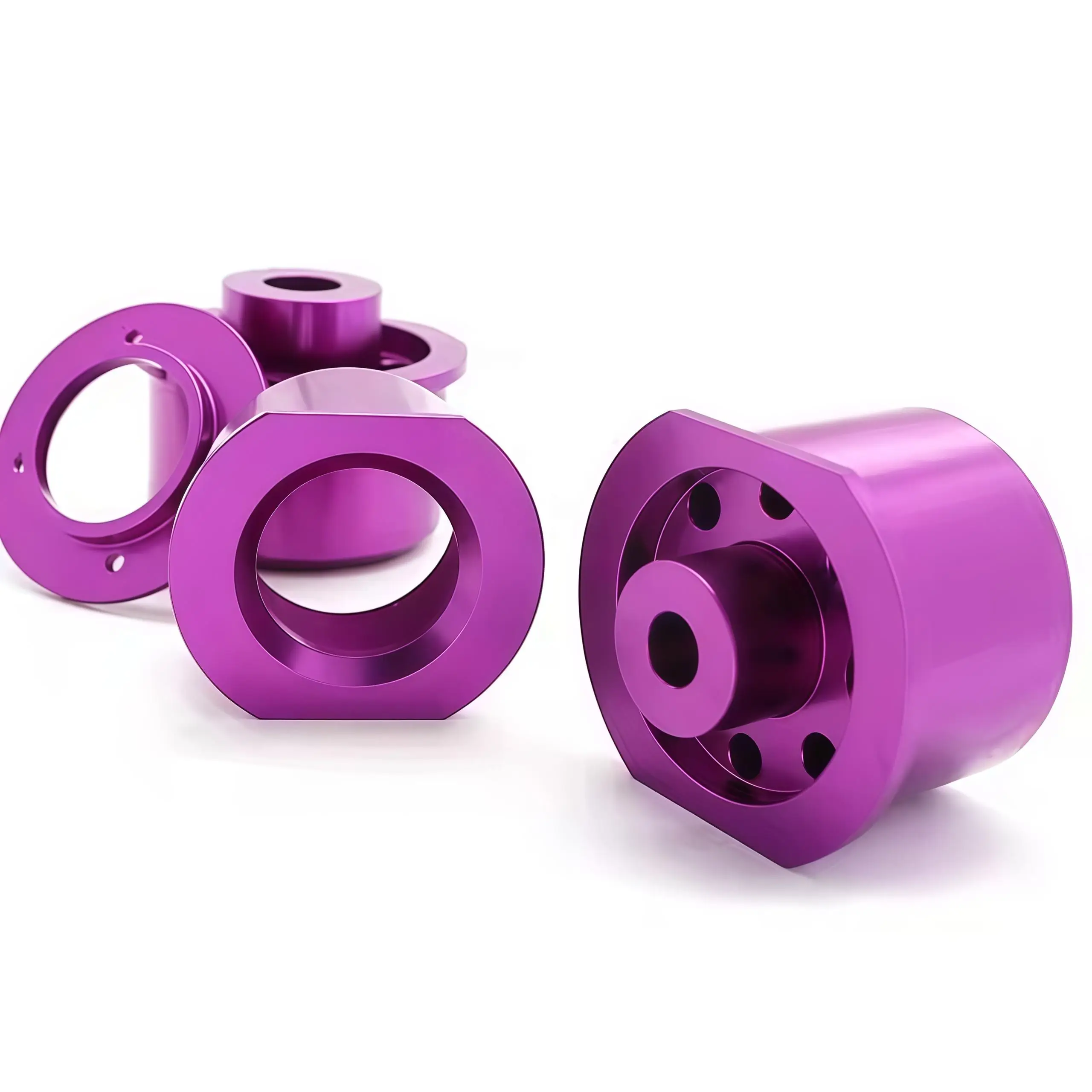 Purple Anodized Aluminum Flange Bushing CNC Machined 6061 7075 Custom Precision Part for Industrial Machinery +/-0.002mm