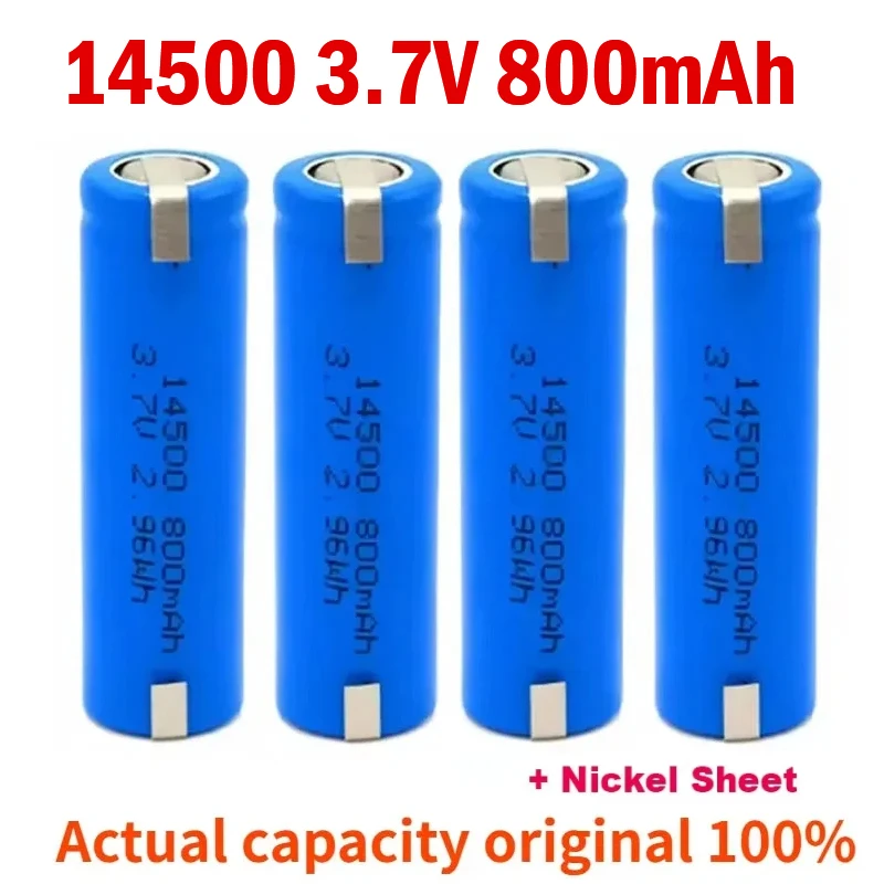 New 14500 3.7V 800mAh Lithium Battery for JJRC C2 D828 RC Car Parts RC Stunt Dump Truck Battery Toy Accessories + Nickel Sheet