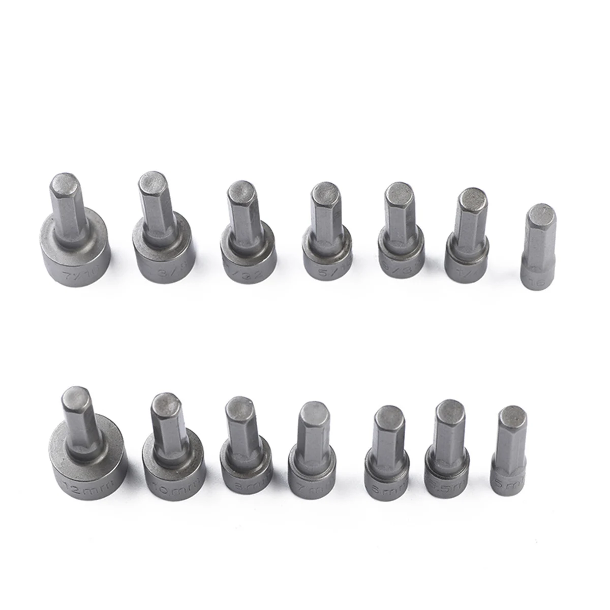

14 pcs Hexagon Shank Screwdriver Bits for Drill 3 16 1 4 9 32 5 16 Inch Strong Inner Sleeve Non Magnetic Chrome Vanadium Steel