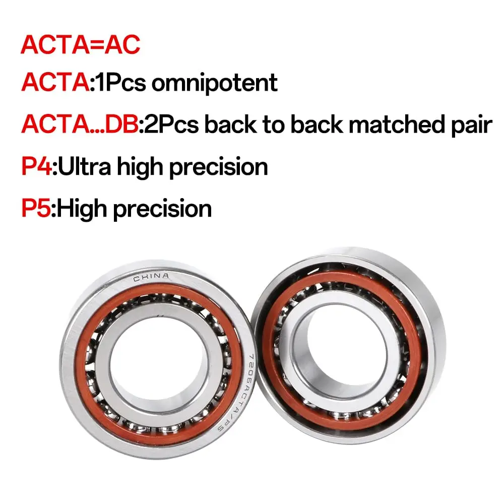 آلة أداة المغزل الزاوي الاتصال الكرات 7300 7301 7302 7303 7304 7305 7306 7307 7308 7309 AC ACTA / P4 P5 P4DB P5DB