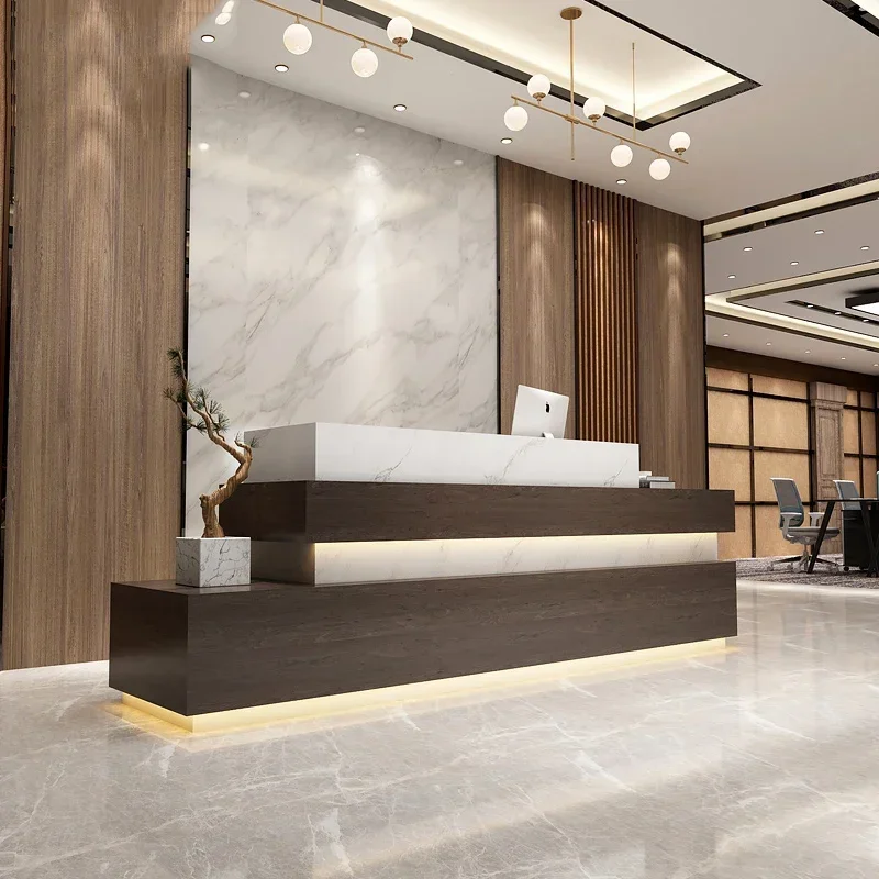 

Counter Reception Table Furniture Hairdressing Help Desk Cafe Advanced Wooden Podium Stand Wave Salon Cashier Beauty Restaurant