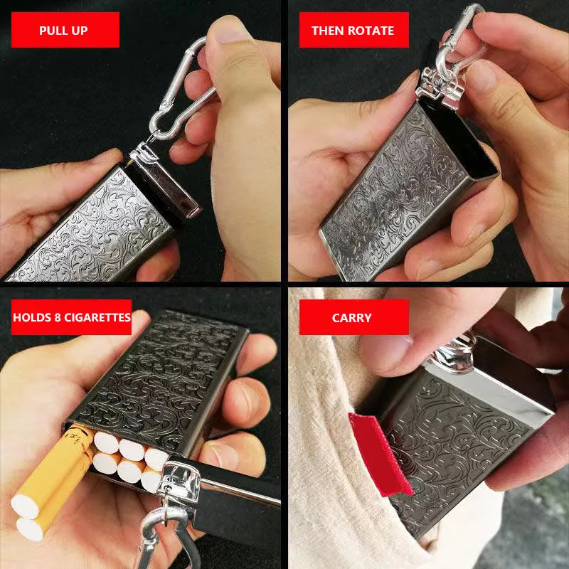 Cigarette Case, Holds 8 Cigarettes, Pun, Outdoor Moisture-Proof Cigarette Box, Metal Cigarette Case Can Hold Cigarettes