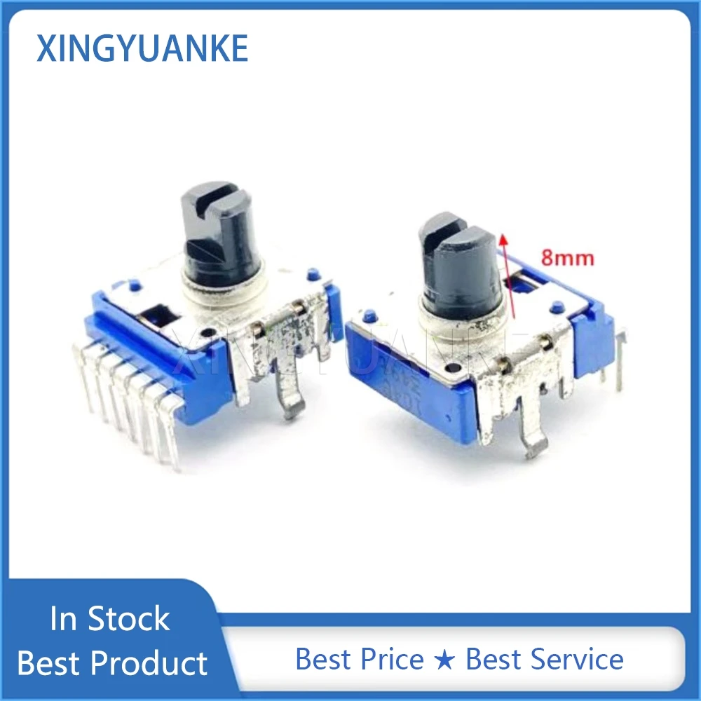 1Pcs/Lot RK14 Type Duplex B100K Center Positioning Amplifier Mixer Volume Potentiometer B104 Single Row 7-Pin D Shaft Length 8mm