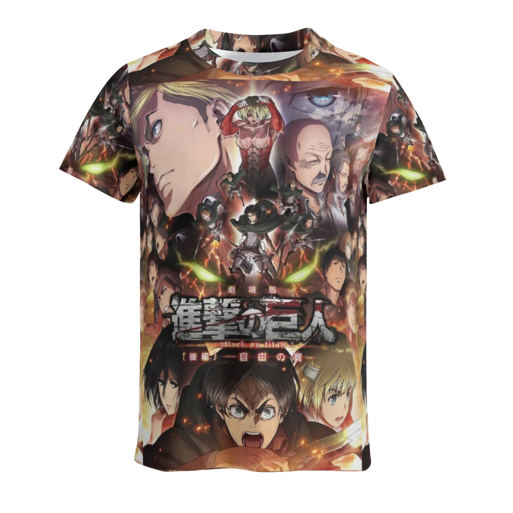 

Wings of Liberty Attack on Titan Retro T Shirt For Men Summer Cotton Tops Solid Colors Tshirts O-neck Men Clothing