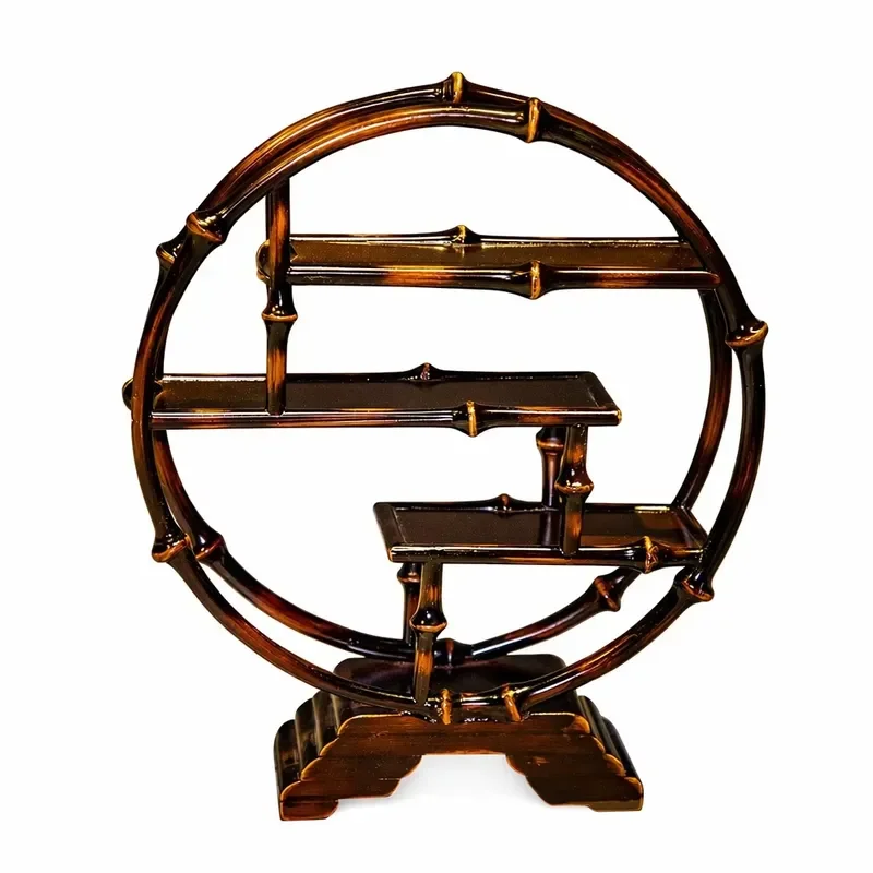 Bamboo Tea Set Storage Rack Desktop Organizer for Chinese Tea Ceremony Zen Style Pavilion Display Stand Holder Kitchen Shelf