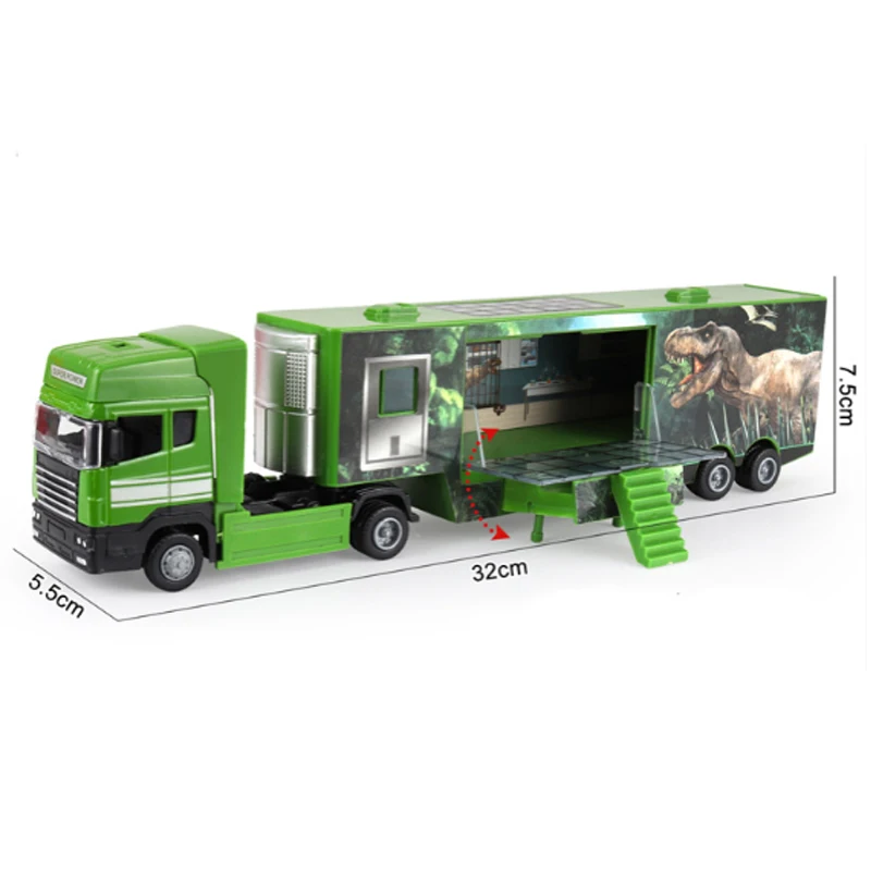 1:50 Plastic Dinosaurus Box-Type Transportvoertuig Model Techniek Voertuig Container Speelgoed Originele Verpakking Geschenkdoos B208