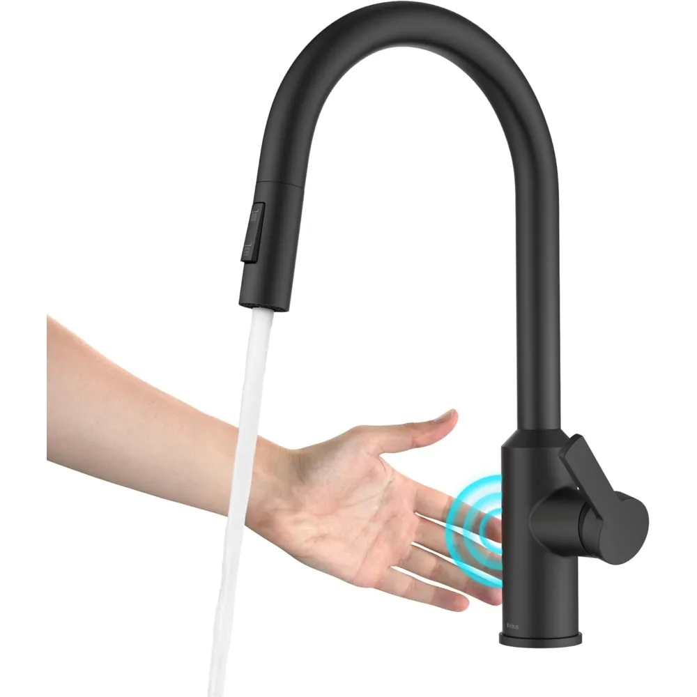

Matte Black Touchless Sensor Pull-Down Faucet, Single Handle Kitchen Tap, Model KSF-2830MB by Kraus