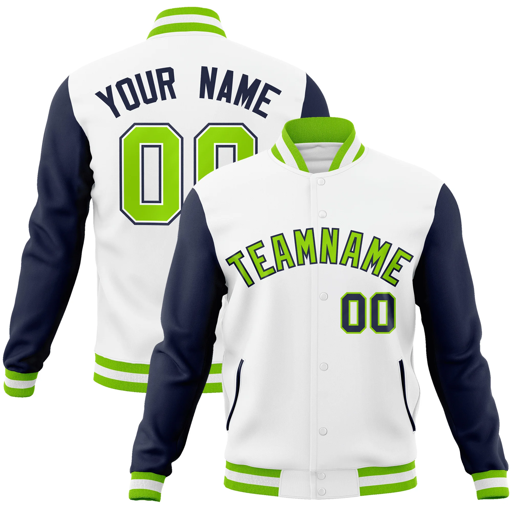 Custom Embroidery Baseball Button Jacket Unisex add your LOGO NAME NUMBER Top Quality Fashion Jackets