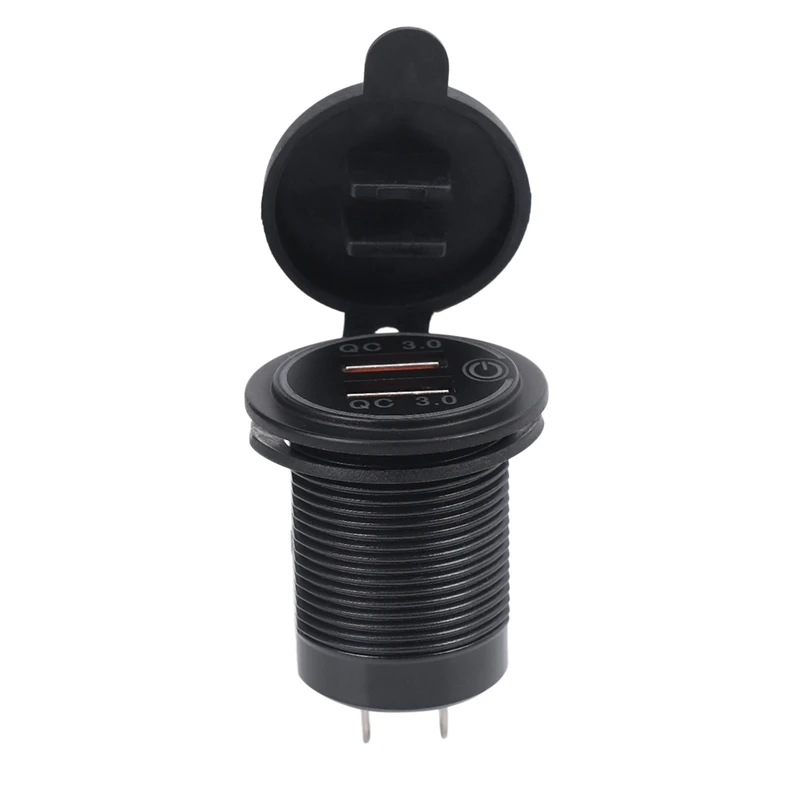 4X Quick Charge 3.0 Dual USB Car Charger 12V 36W USB Fast Charger With Switch For Boat Motorcycle Truck Golf Cart Green image 6