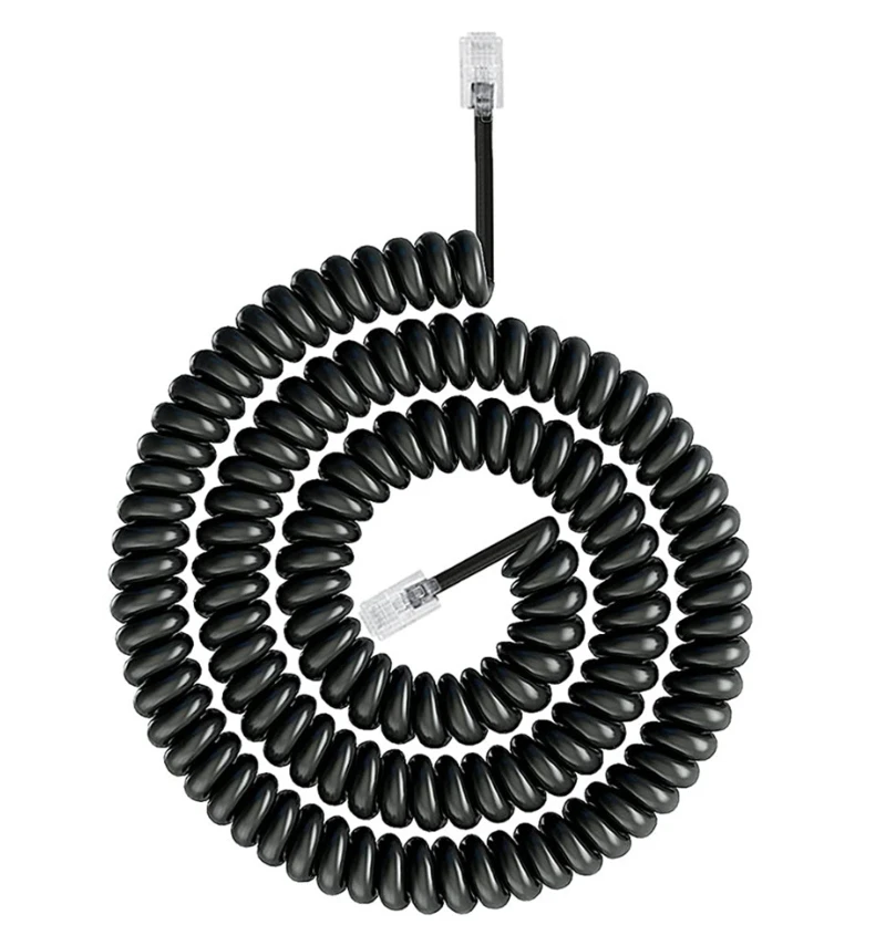 Cable telefónico al por mayor de 2m 3m, cable de teléfono fijo sin enrollar/enrollado, cable de línea para auricular de teléfono fijo, cable RJ9 4P4C, accesorio telefónico
