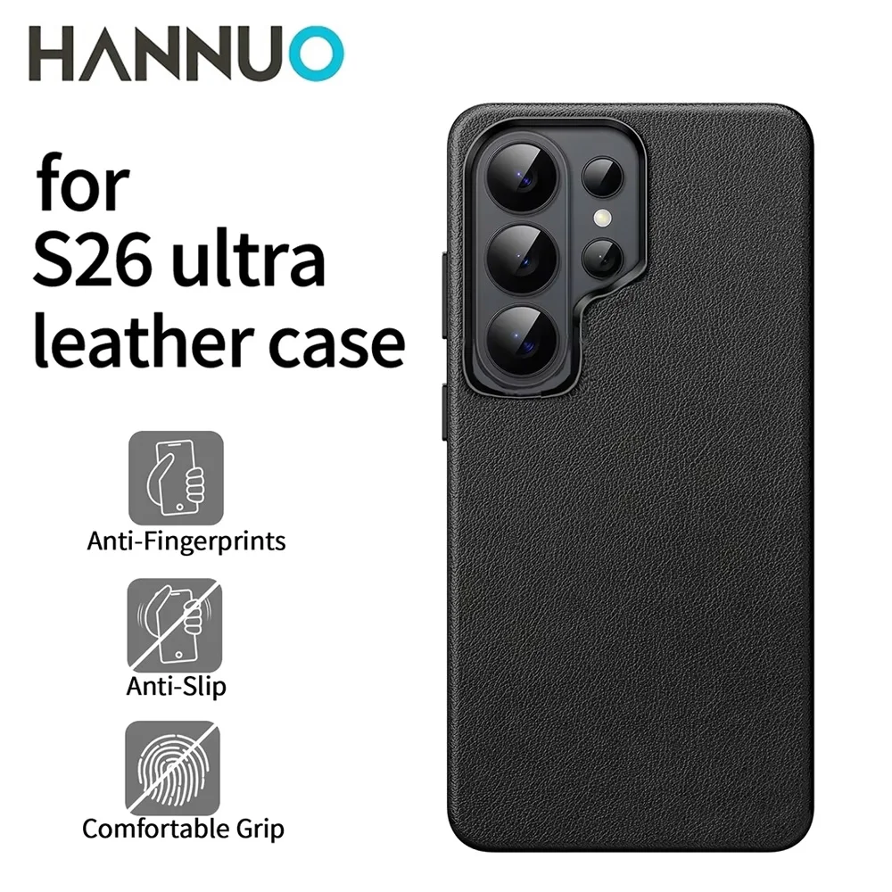 HANNUO For Samsung s26 ultra Cases With Magnetic Wireless Charging Phone Cover Leather Phone Case Full Protective Shockproof