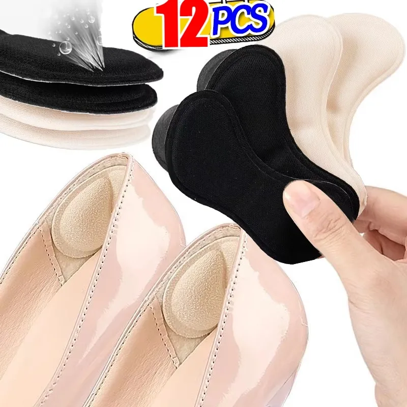 

12 Pcs Heel Insoles Patch Pain Relief Anti-wear Cushion Pads Feet Care Heel Protector Adhesive Back Sticker Shoes Insert Insole