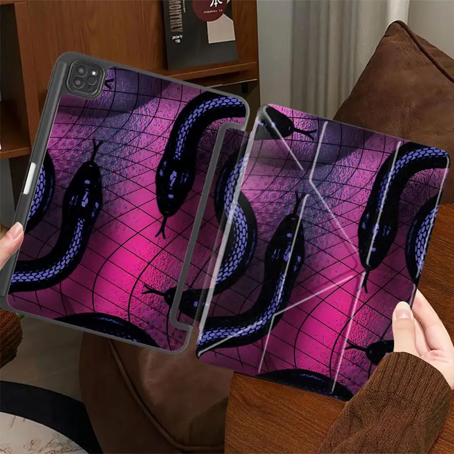 

Чехол для планшета iPad Mini 6 7 Pro 2025 Pro 11th 10th 9th 8th 7th 12.9inch Air 4 5 M3 M2 M4 11inch с держателем, дизайн «Крутая змея»