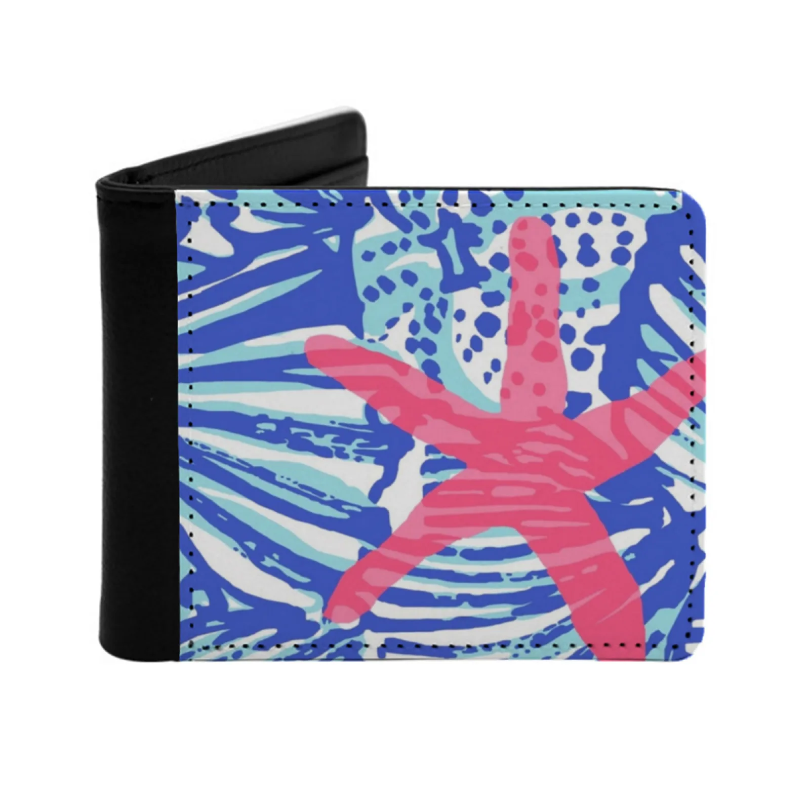 Shell And Starfish Men Wallets Card Man Wallet Short Purse Bi-Fold Personalized Purses Geometric Modern Influencer Textile