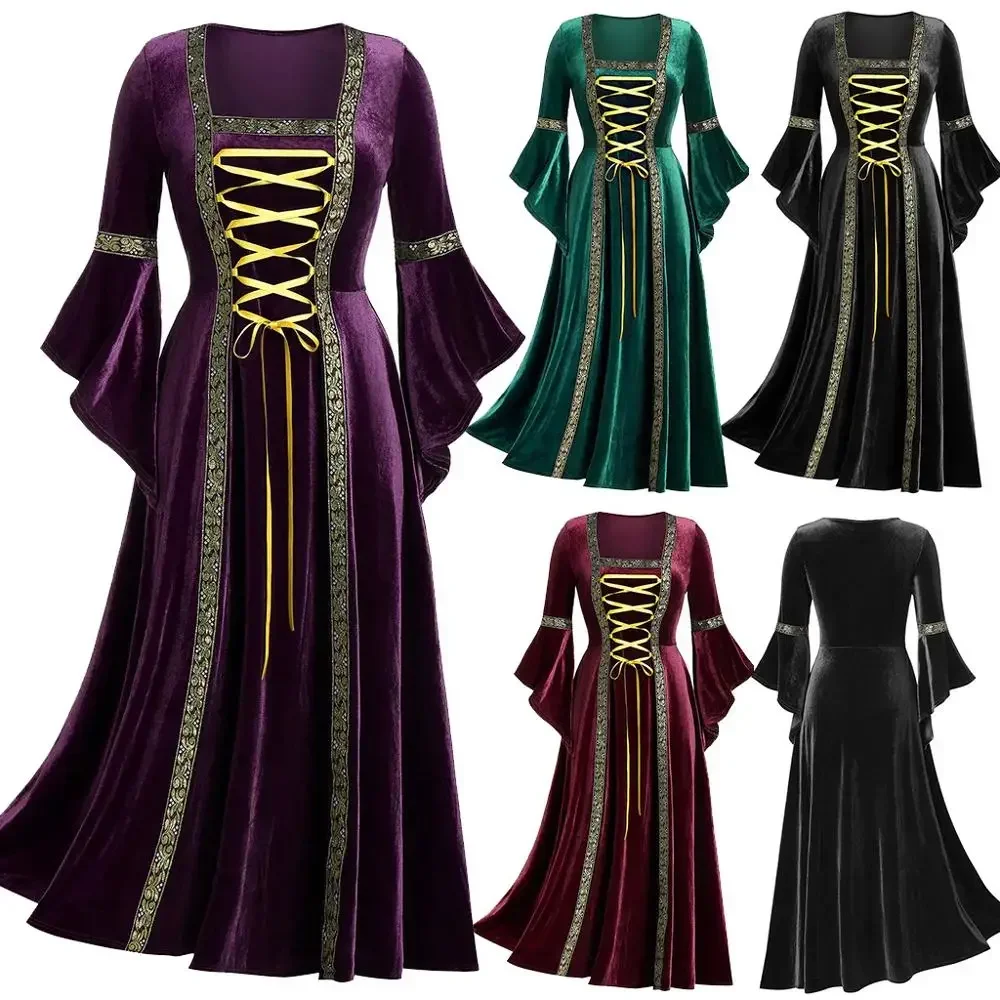 Cosplay Medieval Palace Princess Dress Adults Vintage Party evening gown Retro Renaissance Tailed Dress Costume